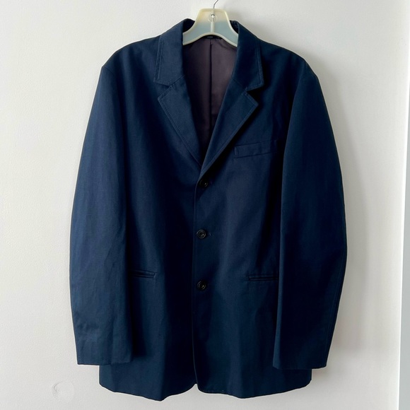 COS Navy Cotton Men's Blazer - Picture 1 of 5